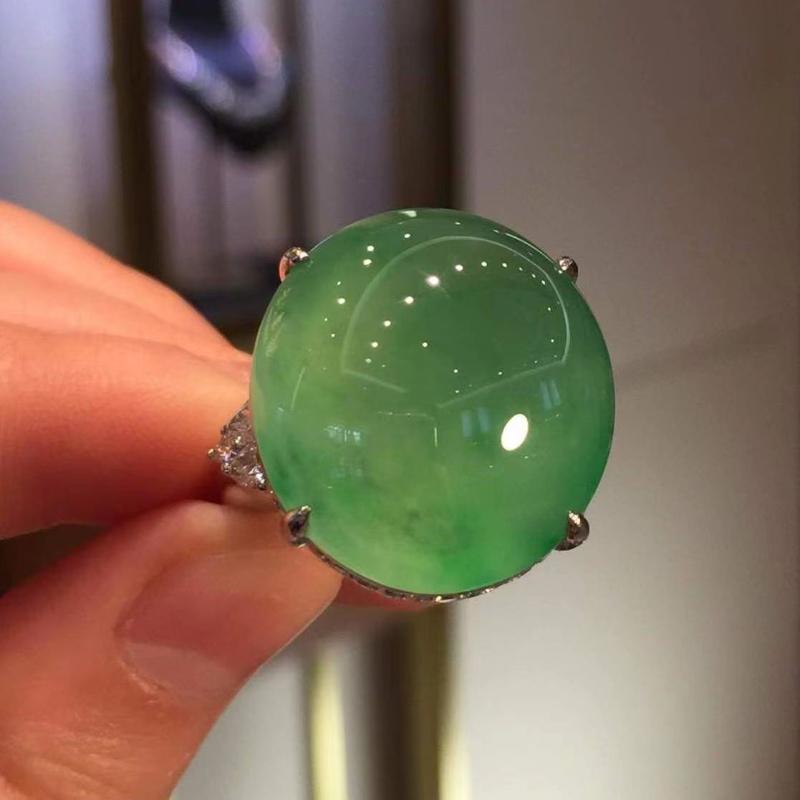 Anéis verdes originais novos de calcedônia natural tipo gelo para mulheres joias de noivado luxuosas clássicas frescas ajustáveis