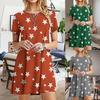 Fashion Women Casual Short Sleeve  Printed Ladies Loose  Dress