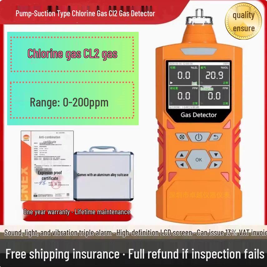 ZY-456X Suction Chlorine Gas Detector & Analyzer for Cl2 in Chlorine-Alkali Industry 75x47x190