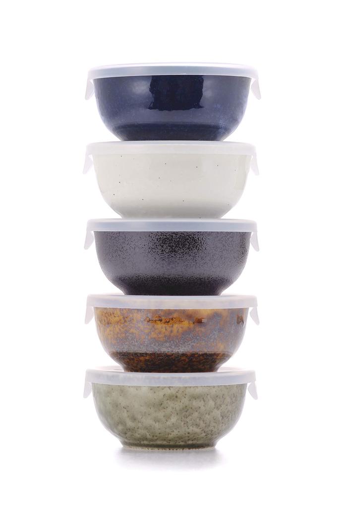 Marukama Touki Mino Ware Pack Small Bowl of Navy with Diameter X Width X Height Capacity 270ml (Marukama Touki) Five-Color (Set 5)