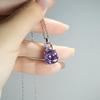 Ice Flower Cut Purple Stone Square Pendant, High-Grade Pink Diamond Quadrilateral High Carbon Diamond Super Flash Necklace, Female