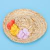 Pet Straw Hat Puppy Cap with Colorful Flowers for Party Costume Decorations(M)