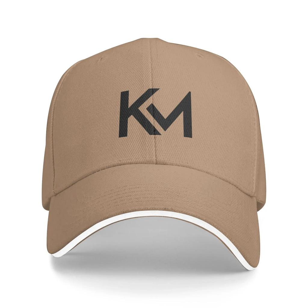 Black KM Logo Design Football Soccer Sun Baseball Cap Summer Vintage Hip Hop Hats Men Women Hunting Camping Snapback Hat