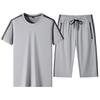 2026 Mens Ice Silk Short Sleeve 7/8 Pants Set Casual Sports Suit