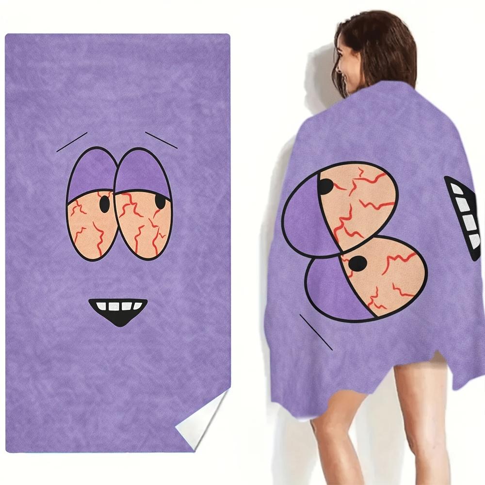 A Stylish And Quirky Cartoon Eye Patterned Beach Towel Perfect For Sunbathing As Temporary Changing Shawl And  Keeping Moisture