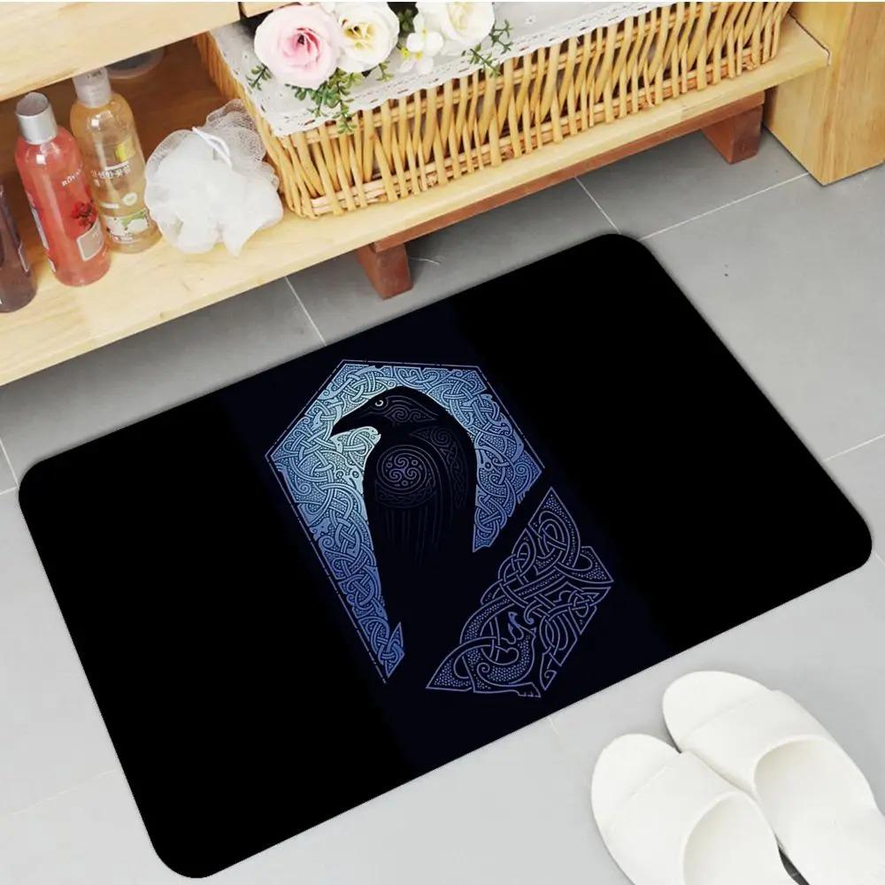 Tappetino con simbolo pattern vichingo stampato antiscivolo assorbente per pavimento di bagno corridoio decorazione camera da letto casa piccolo tappeto