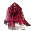 New Spring and Summer Fashion Style Gold and Silver Silk Long Shawl Dual-purpose Silk Scarf Warm Korean Silk Blended Scarf for Women