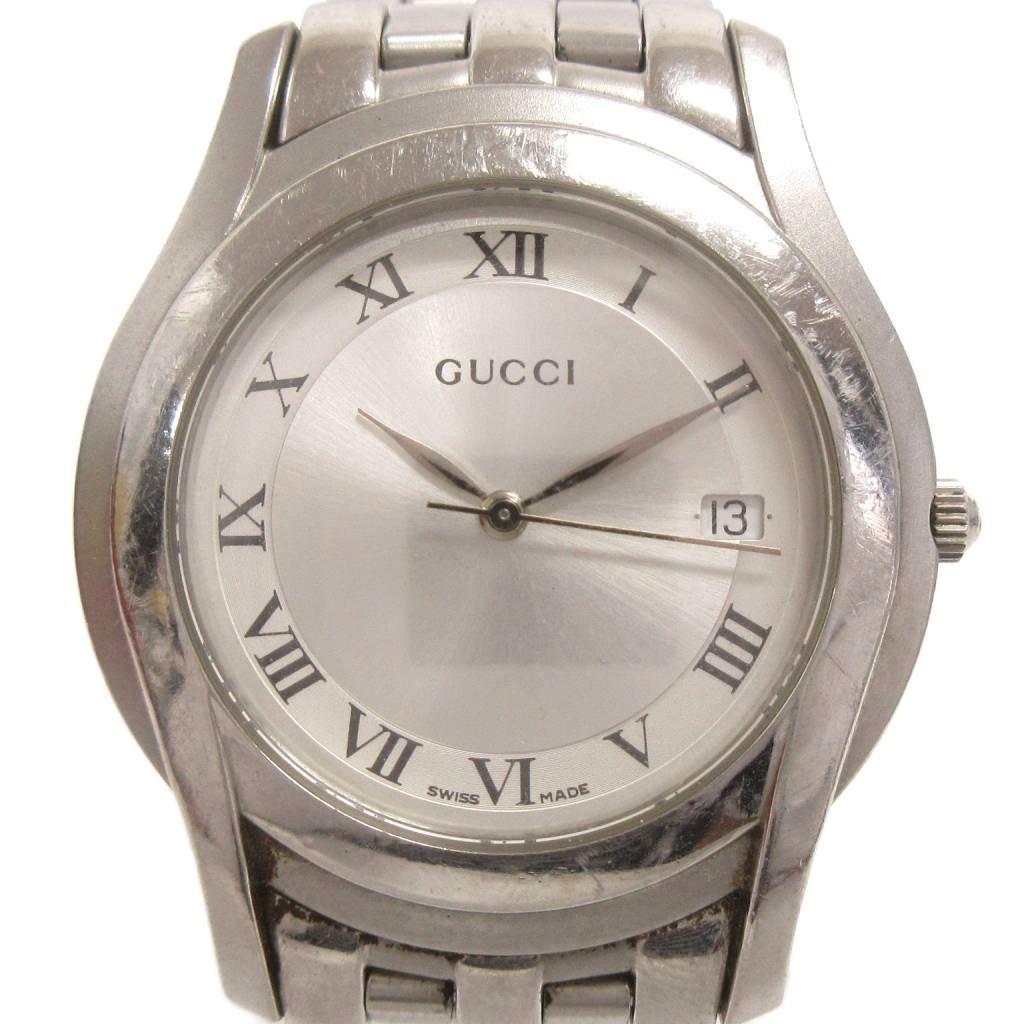 Used GUCCI Watch Quartz Analog Date 5500M Dial Silver Color Watch