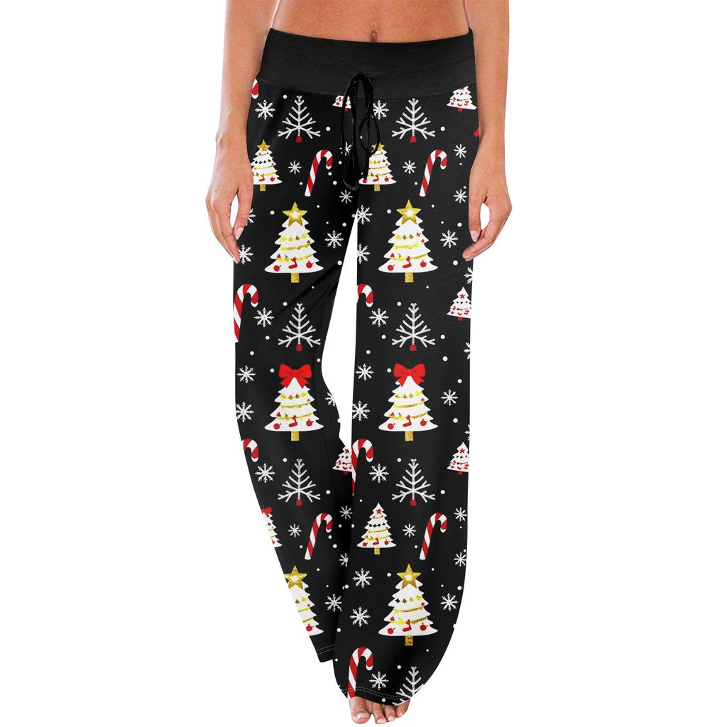 Pajama Pants Sleepwear Casual Drawstring Elastic Waist Pants Comfy Straight Yoga Loose Trousers