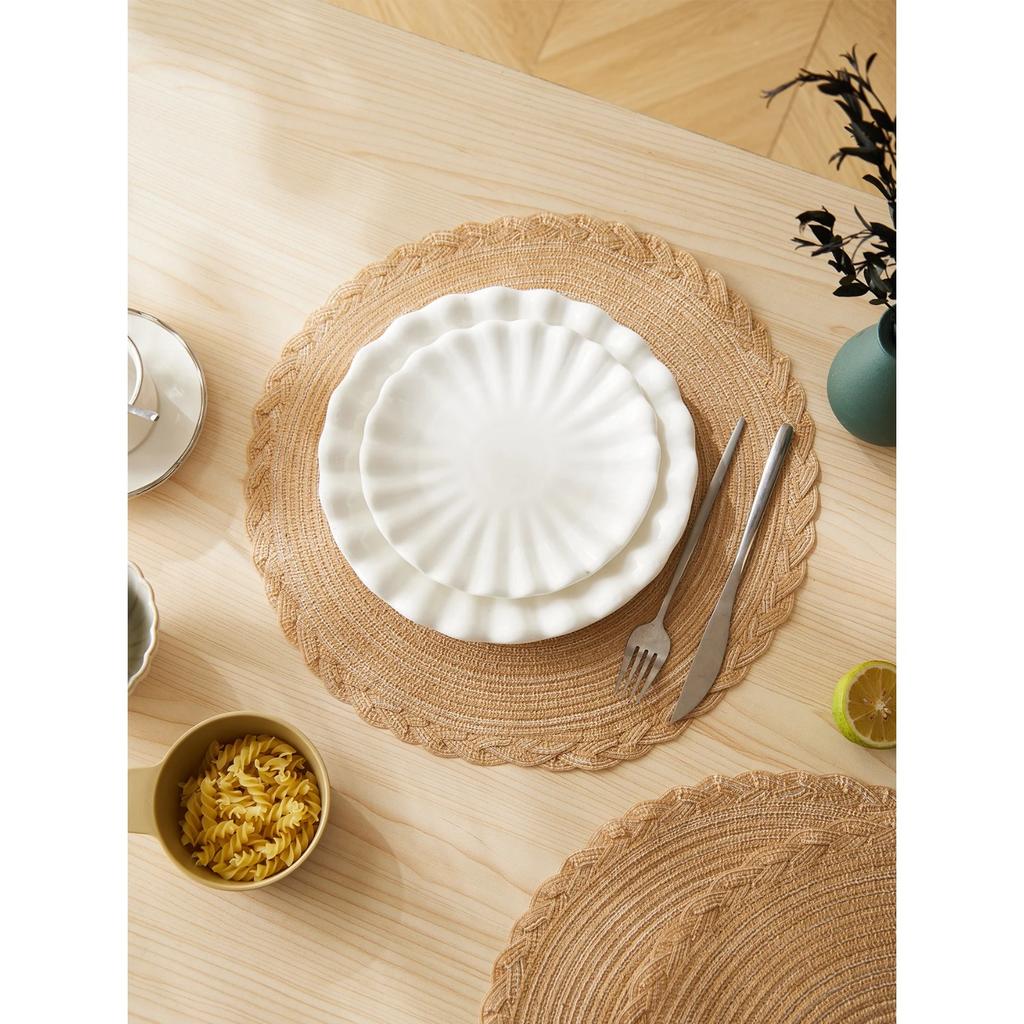 Runde Platzsets 4er-Set Baumwolle gewebtes Platzset Hitzebeständig Rutschfest Waschbare Tischsets für Esstisch