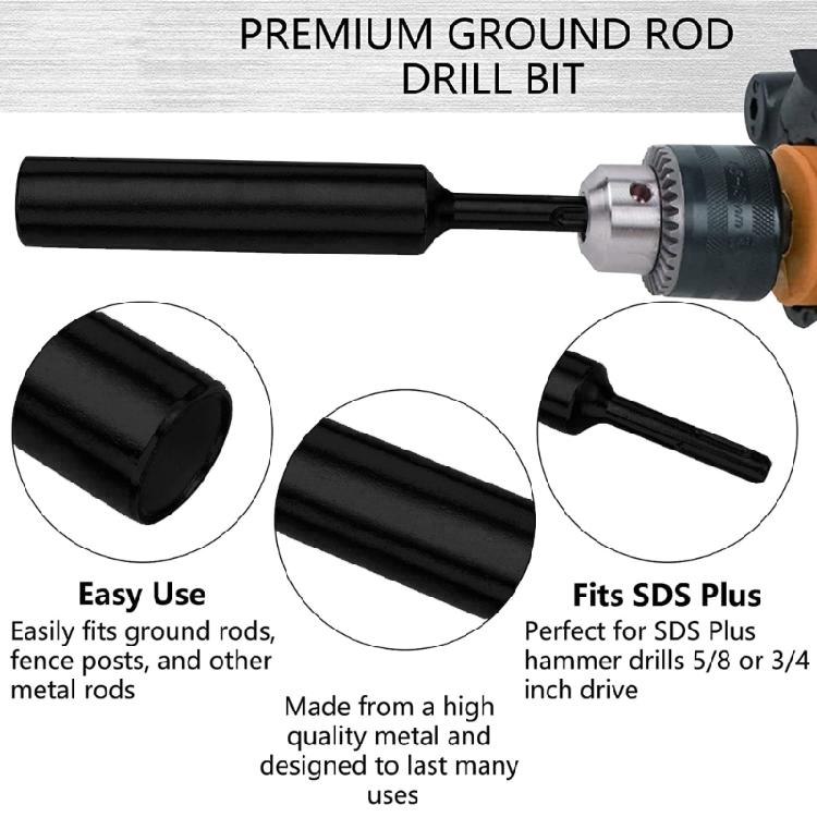 SDS Plus Ground Rod Bits Driver for SDS Plus Hammers Drills 5/8" 3/4" Grounding