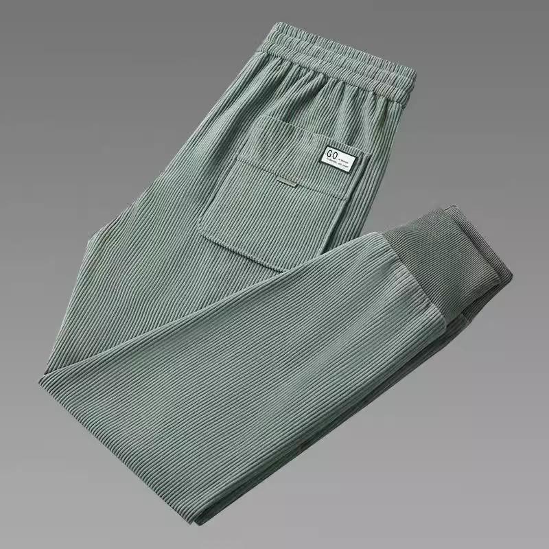 Men's Autumn Trend Corduroy & Velvet Tapered Pants - Versatile, Loose-Fit, Hong Kong Style Casual