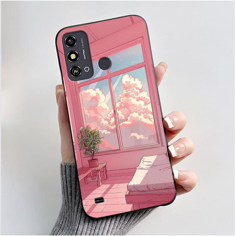 Phone Case For ZTE Blade A53/A53 Plus/Optus X Delight 2 Jelly Soft Black Cover Cute Printed Pattern Rabbit Lamp Penguin Casing