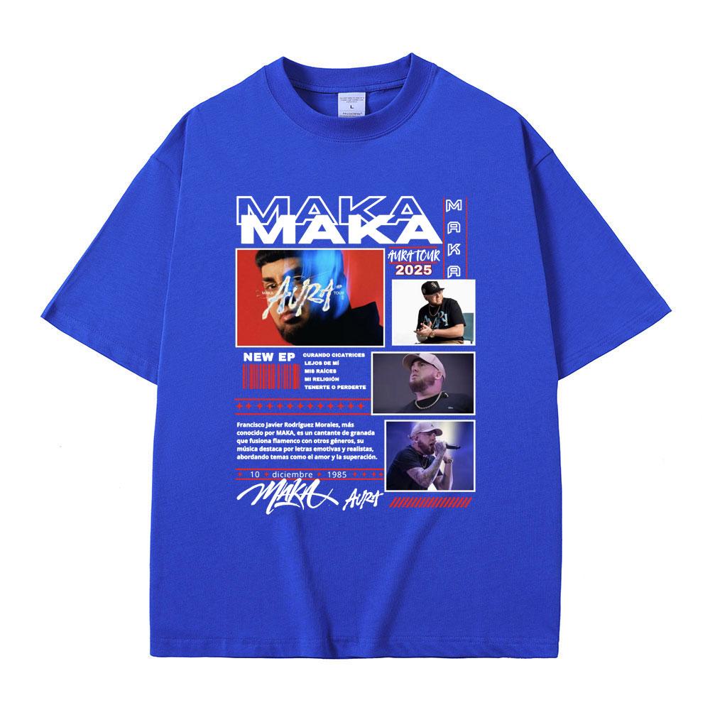 Rapper Maka Aura Tour T Shirts Men Women Hip Hop Vintage Oversized Short Sleeve T-shirts Men's Fashion Casual T-shirt Streetwear