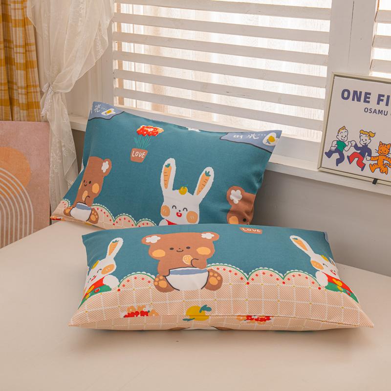Cartoon Animal Rabbit Bear Duvet Cover Girls Strawberry Floral Bedding Set Reversible Kawaii Comforter Cover With 2 Pillowcase