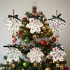 Hand-knitted Christmas Bell Pendant 16cm Crisp Sound Woven Xmas Tree Pendant Ribbon Bow Creative Handmade Snowflake Charm