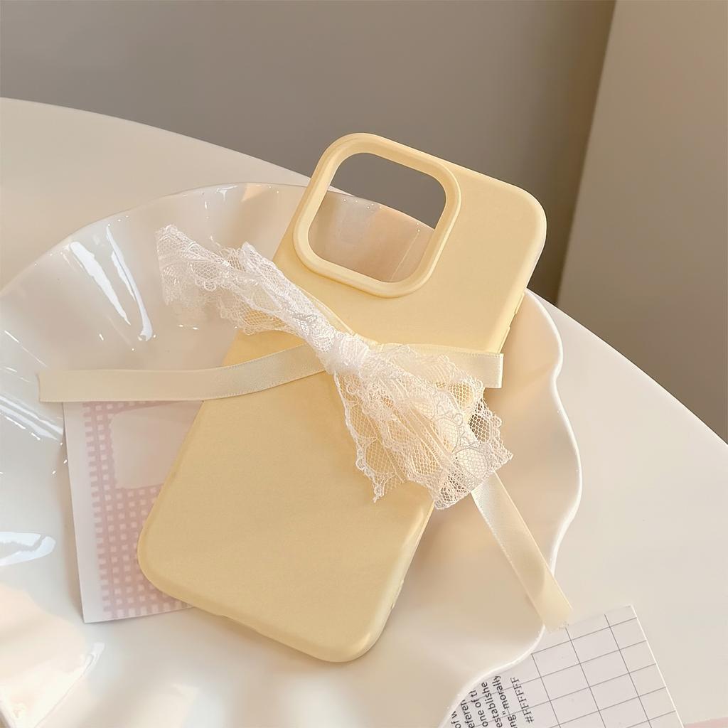 Ins Lace Bow Iphone17pro Max Suitable for 15 IPhone Case 14 Silicone 13 Three Dimensional 12 Soft