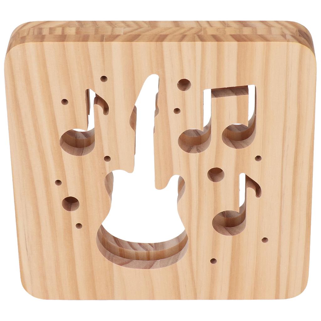 LED Night Light Unique Guitar Hollow Design 3D Wooden Night Lamp for Living Room Bedroom Bedside