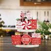 Christmas Tray Decor Candy Rustic Decorations Wooden 3D Sign For Home Dining Kitchen Counter Fireplace Mantel Shelf New Year
