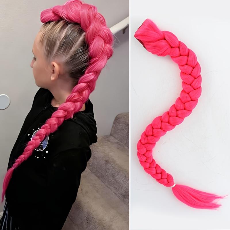 Cozi lungi mov Extensii de păr pentru Cosplay Păr sintetic pentru împletit Coadă de cal ușor de prins cu clips pentru Costum Cosplay Halloween