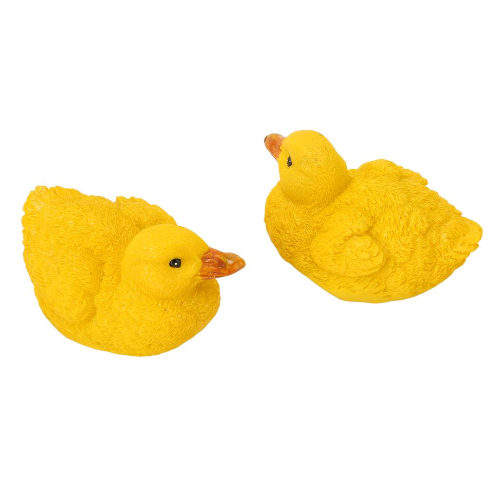 2pcs Duck Statue Simulation Innovative Cute Hand Painted Mini Resin Duck Figure for Garden Patio