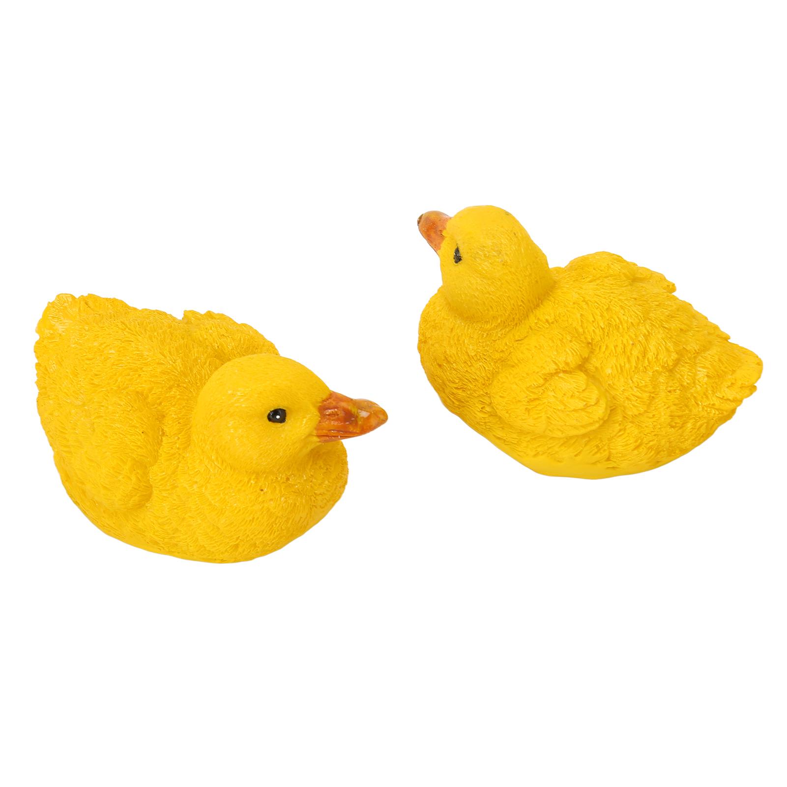 

2pcs Duck Statue Simulation Innovative Cute Hand Painted Mini Resin Duck Figure for Garden Patio