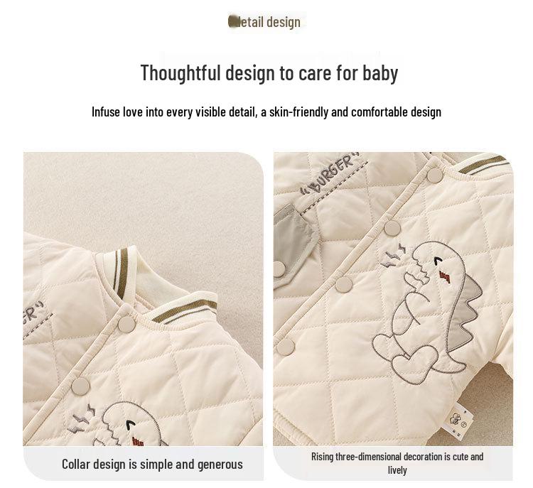 Baby Boys' Autumn/Winter Quilted Cotton Two-Piece Set: Warm Jacket and Pants