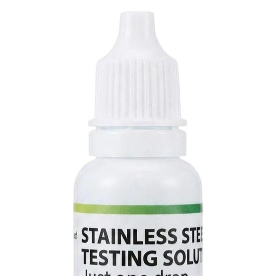 1/2 Pezzi 15ML Liquido di Test in Acciaio Inossidabile, Gocce Identificative Acciaio Inossidabile 200-304, Soluzione di Analisi per Tavola di Test Metalli per Laboratorio Cucina
