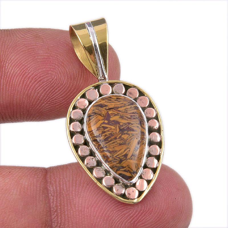 

Подарочная двухцветная подвеска из чистого серебра 925 пробы Natural Maryam Jasper, 1,50 дюйма u2e73
