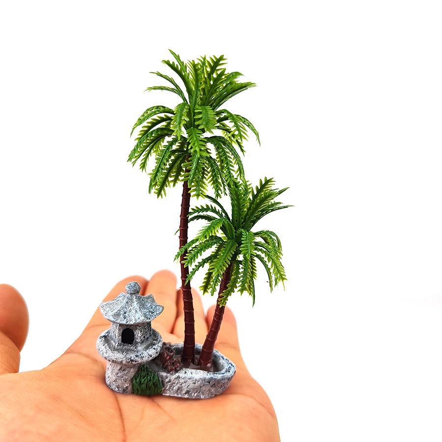 Aquarium Harz Kokospalme Laternenförmiges Wasserturm-Modell, DIY Mikro-Landschaft Dekoration, Aquarium Landschaft Ornament