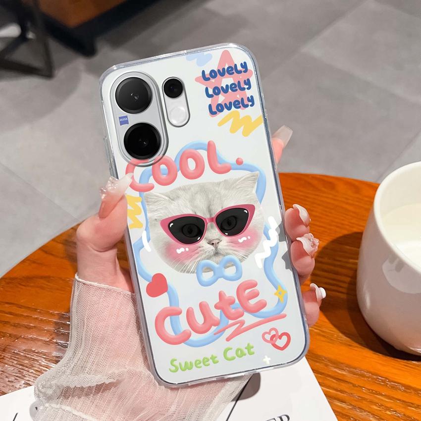 Casing For Vivo V60 V40 Lite V30e Y38 Y39 Y78 X200 Ulta X200s Case Cute Rabbit Panda Dog Back Covers TPU Silicone Soft Clear Phone Bags For Vivo Shell
