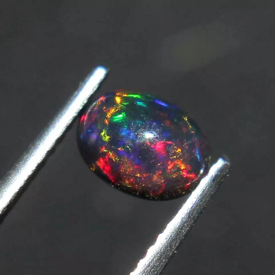 Natural Fire Black Opal Oval Cabochon