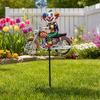 Spinning Clown Motorcycle Wind Spinner, Rotating Wheels Metal Kinetic Yard Art with Stake, Weatherproof Windmill Sculpture for Outdoor Lawn Patio