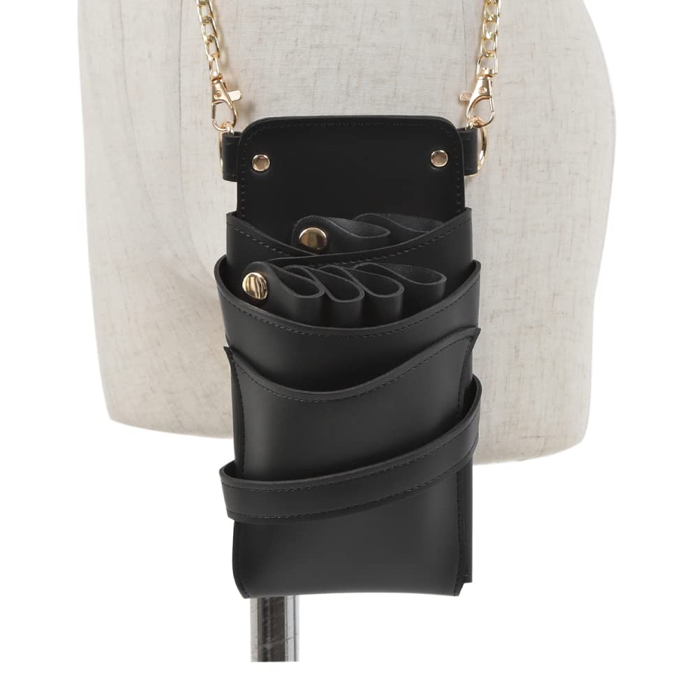 DEEDS Luxury Style Sienna Scissor Case with Holds Manufactured by the Japanese Domestic Scissor Case for Hairdressers and Trimmers Chain, Black, 4-6