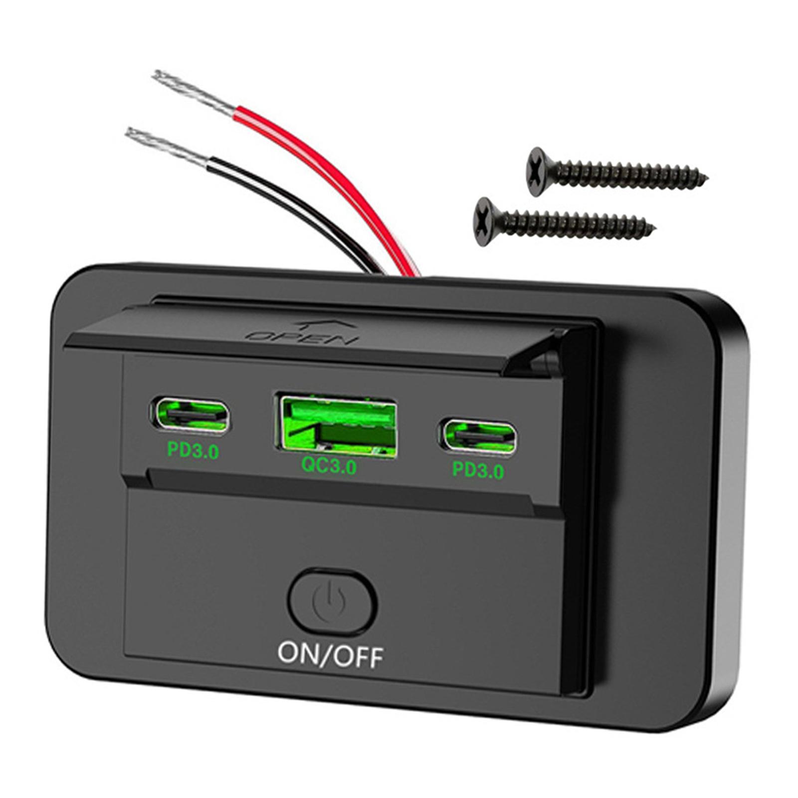 

Автомобильное зарядное устройство USB, легкое, быстрое зарядное гнездо для мотоциклов, лодок, автофургонов зеленый свет