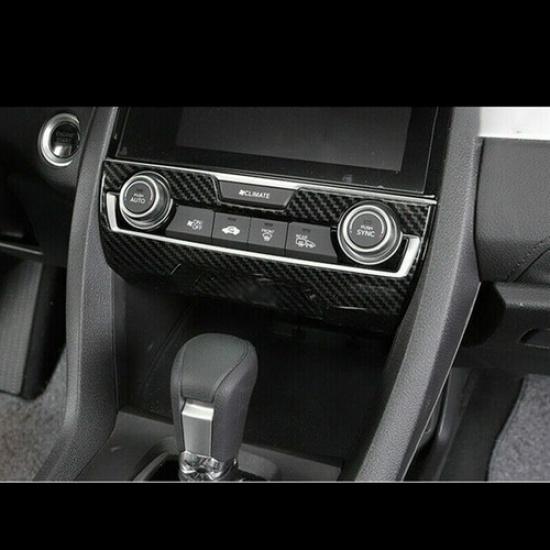 For Honda Civic 2016-2021 Carbon Fiber Center Console AC Switch Panel Cover Trim