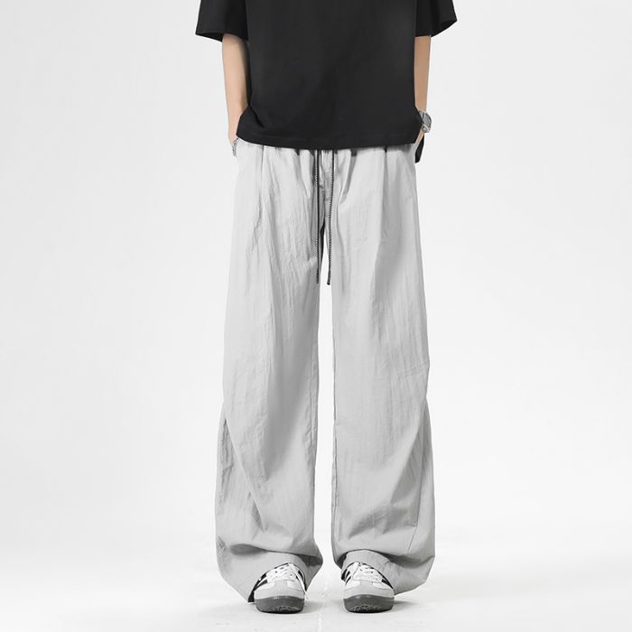 American fashion trendy brand outdoor tooling casual pants men's trend versatile loose wide-leg straight lace-up long pants