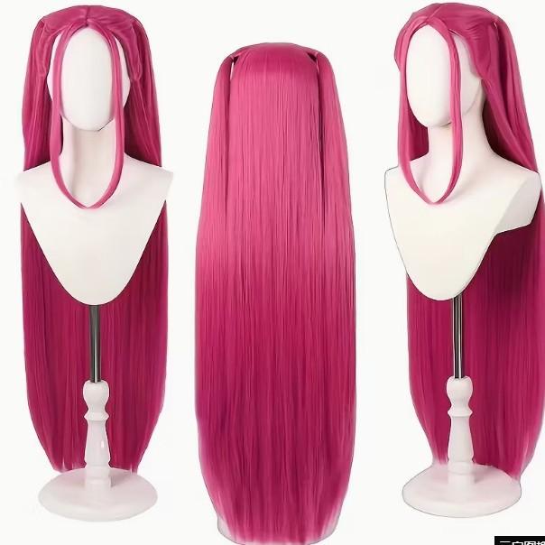 Witch Hunting Group Cos Wig, Mila Rose Red Long Straight Wig, Lumi Purple Braid Wig