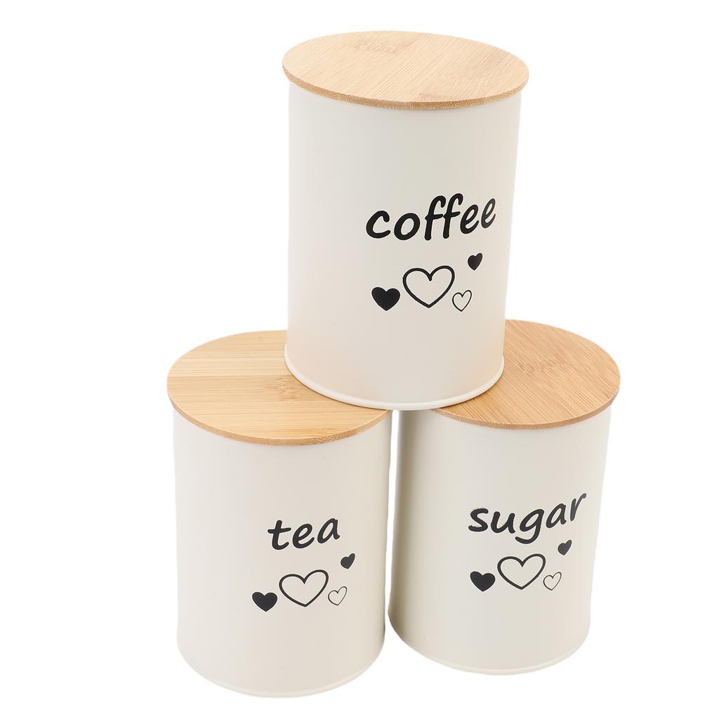 3PCS Airtight Coffee Canister Iron Coffee Bean Storage Container Food Canister Jar with Lid for Kitchen Tea Cereal