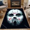 Halloween Themed Horror Mask Man Carpet for Living Room Bedroom Bedside Floor Mat Cloakroom Area Rug Festive Decor Large Size
