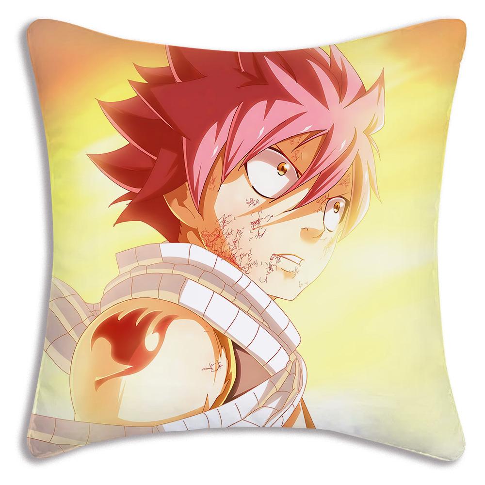 Anime Fairys tails Pillow Covers Cartoon Sofa Decorative Home Double-sided Printing Short Plush Cute Cushion Cover