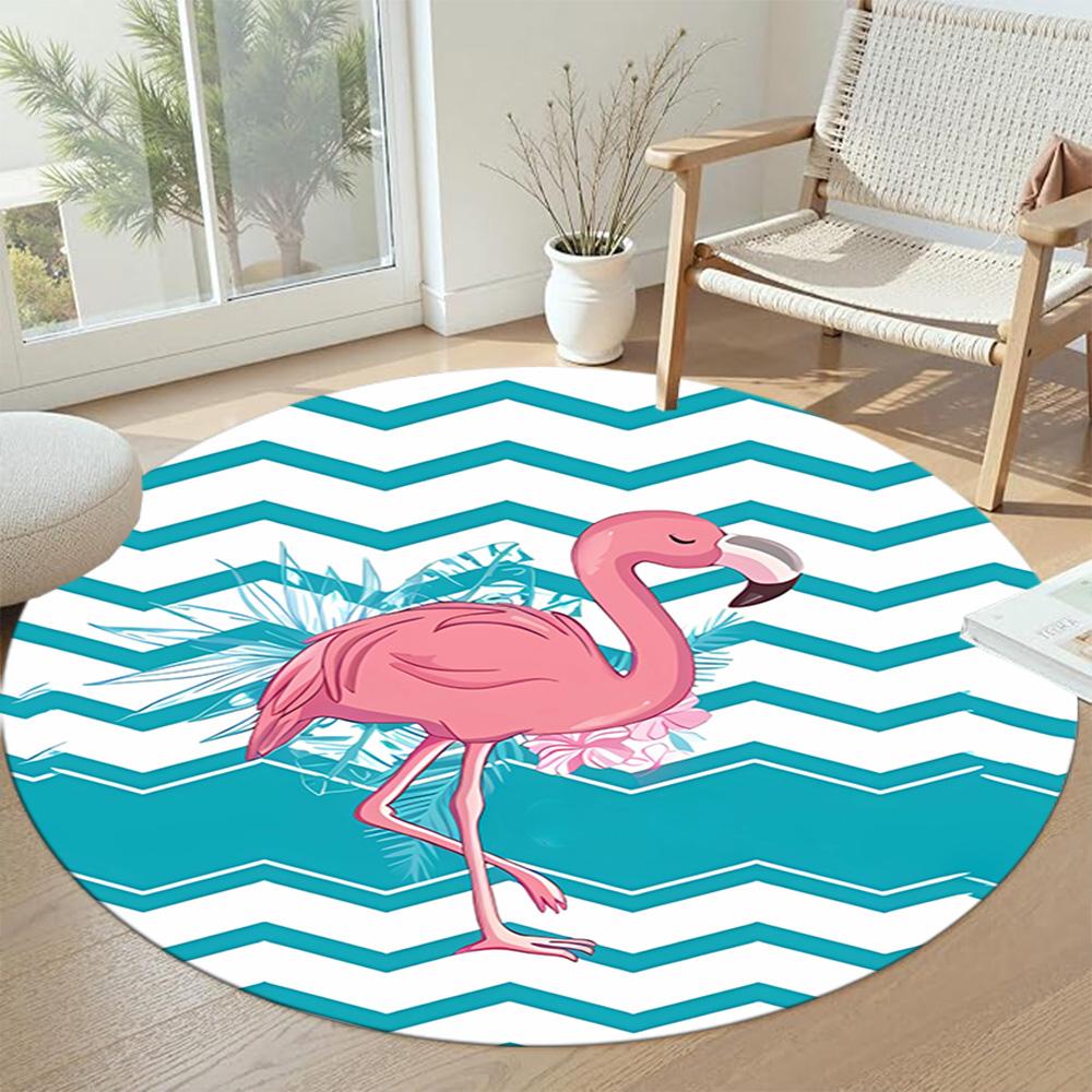 Flamingo Round Floor Rug Perfect for Dormitory Study Room Game Room Bedrooms Anti-slip Round Rug Decorate Offices Gift for Festivals