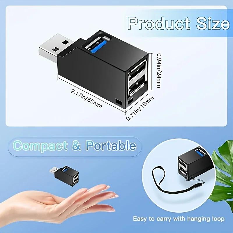 Xiaomi USB 3.0/2.0 HUB Adapter Extender Mini Splitter Box 1 To 3 Ports High Speed USB 2.0 For PC Laptop U Disk Card Reader