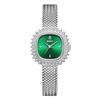 YaLaLuSi Brand Women's Luxury Gold Rhinestone Watch Green Dial Niche Design Quartz Watch Stylish Woven Metal Strap Gift Box Set