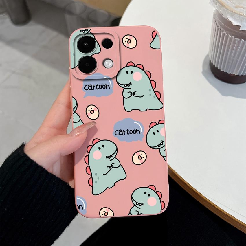 For Oppo Realme 7 10 8 9 5 6 Pro Plus K13 A5 A5X Phone Covers Cute Dinosaur Patterns Liquid Silicone Anti Drop Premium Protection Cases For Oppo Shell