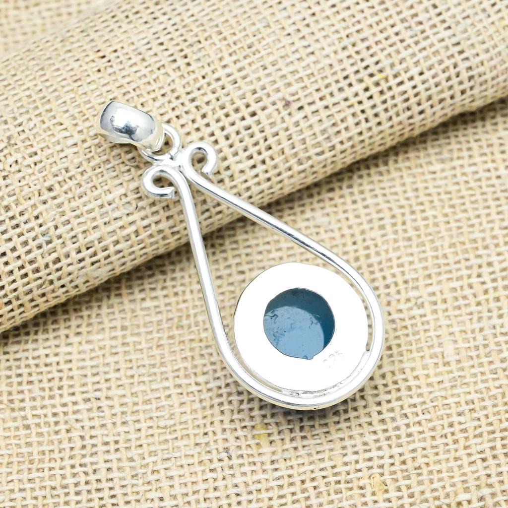 Blue Chalcedony Gemstone 925 Sterling Silver Handmade Jewelry Pendant For Thanksgiving Gift
