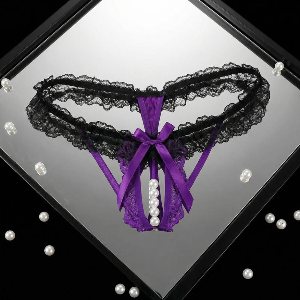 Mesh Hollow Lace Pearl Panties Low Waist Lace Underpants Sweet Underwear for Women Gifts