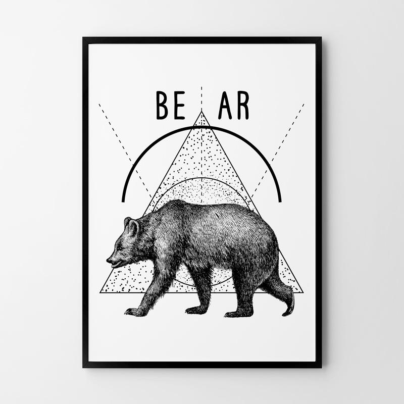 Poster Bear Geometry Dotwork
