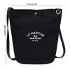Korean Style Simple Canvas Bucket Bag Synthetic Leather Adjustable Straps Sling Bag For Women Simple Studen Christmas Gift