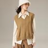 Wudao Women's V-Neck Solid Knit Layering Vest